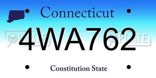 4WA762 Connecticut License Plate