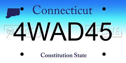 4WAD45 Connecticut License Plate