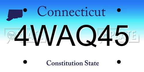 4WAQ45 Connecticut License Plate