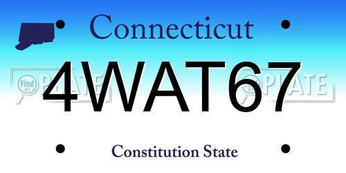 4WAT67 Connecticut License Plate