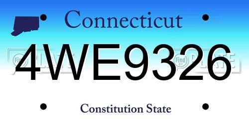 4WE9326 Connecticut License Plate
