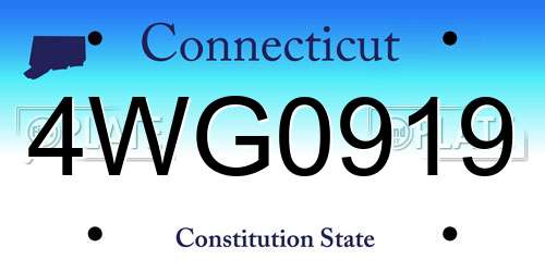 4WG0919 Connecticut License Plate
