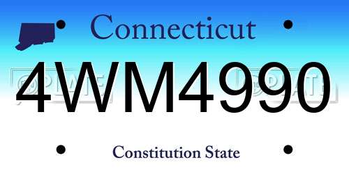 4WM4990 Connecticut License Plate
