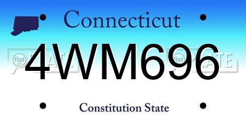 4WM696 Connecticut License Plate