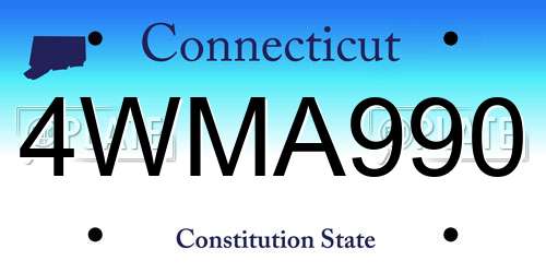 4WMA990 Connecticut License Plate