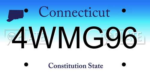4WMG96 Connecticut License Plate