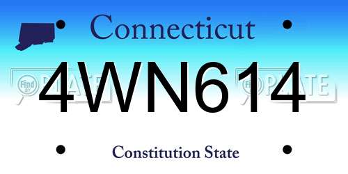4WN614 Connecticut License Plate