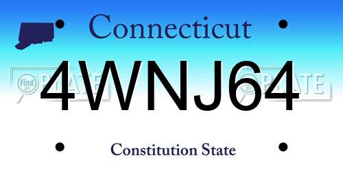 4WNJ64 Connecticut License Plate