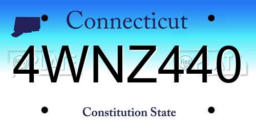 4WNZ440 Connecticut License Plate