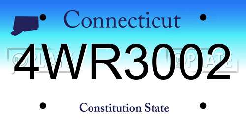 4WR3002 Connecticut License Plate
