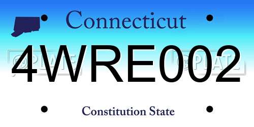 4WRE002 Connecticut License Plate