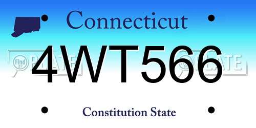 4WT566 Connecticut License Plate