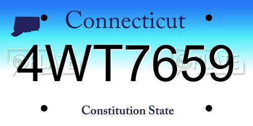 4WT7659 Connecticut License Plate