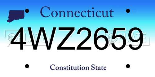 4WZ2659 Connecticut License Plate