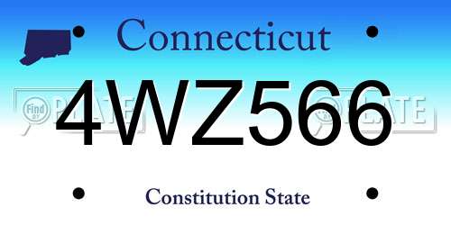 4WZ566 Connecticut License Plate