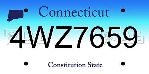 4WZ7659 Connecticut License Plate