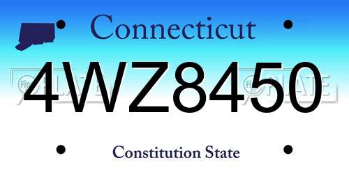 4WZ8450 Connecticut License Plate