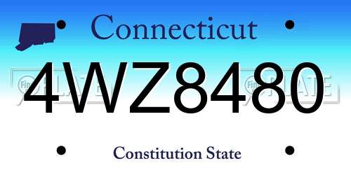 4WZ8480 Connecticut License Plate