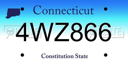 4WZ866 Connecticut License Plate