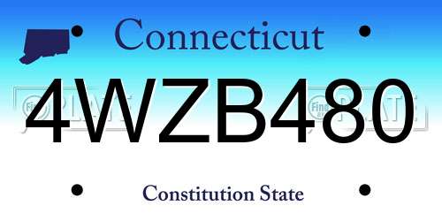 4WZB480 Connecticut License Plate