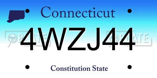 4WZJ44 Connecticut License Plate