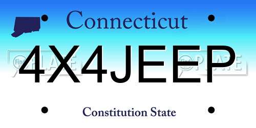 4X4JEEP Connecticut License Plate