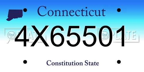4X65501 Connecticut License Plate