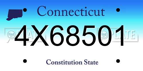 4X68501 Connecticut License Plate