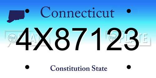 4X87123 Connecticut License Plate