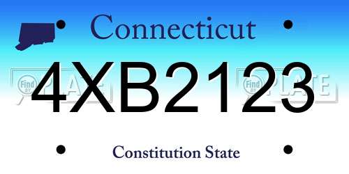 4XB2123 Connecticut License Plate