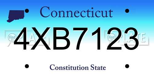 4XB7123 Connecticut License Plate