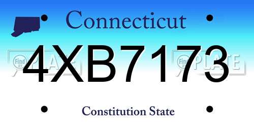 4XB7173 Connecticut License Plate