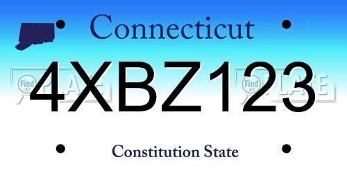 4XBZ123 Connecticut License Plate