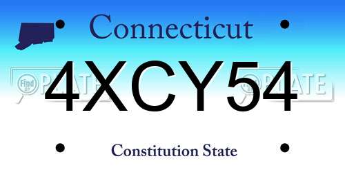 4XCY54 Connecticut License Plate