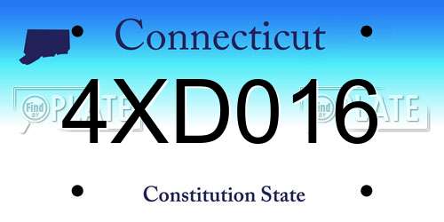 4XD016 Connecticut License Plate