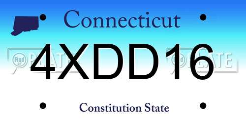 4XDD16 Connecticut License Plate