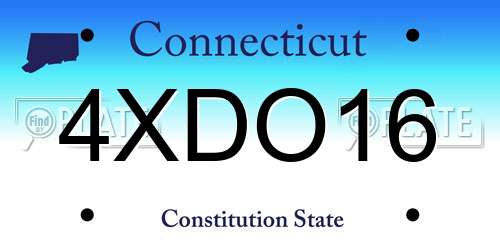 4XDO16 Connecticut License Plate