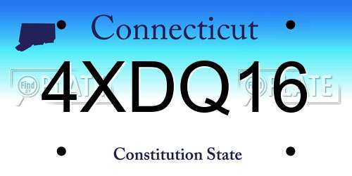 4XDQ16 Connecticut License Plate