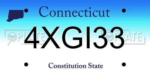 4XGI33 Connecticut License Plate