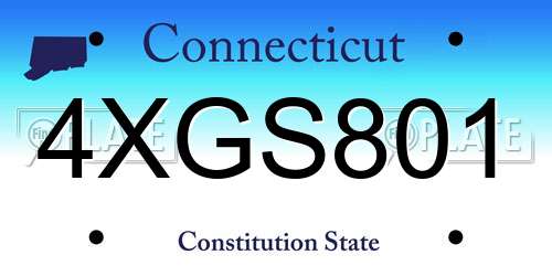 4XGS801 Connecticut License Plate