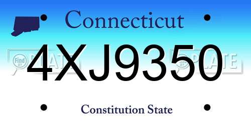 4XJ9350 Connecticut License Plate