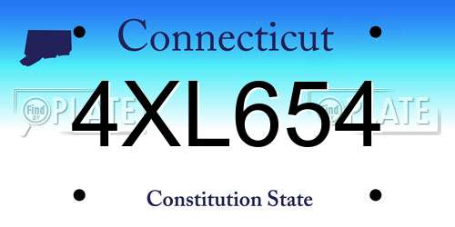 4XL654 Connecticut License Plate
