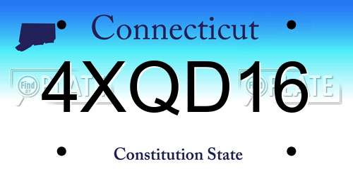 4XQD16 Connecticut License Plate