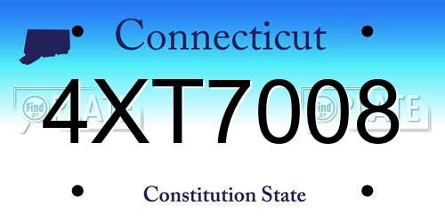 4XT7008 Connecticut License Plate