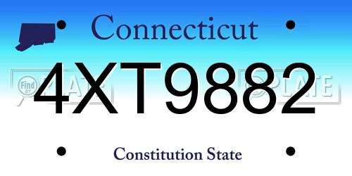 4XT9882 Connecticut License Plate