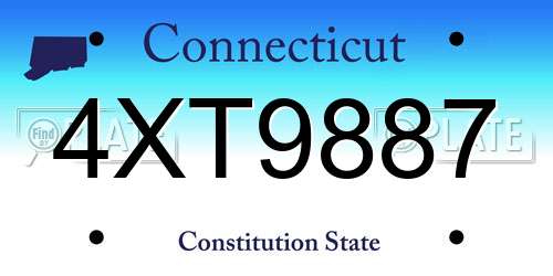 4XT9887 Connecticut License Plate