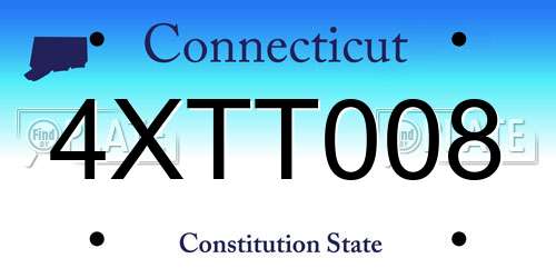 4XTT008 Connecticut License Plate
