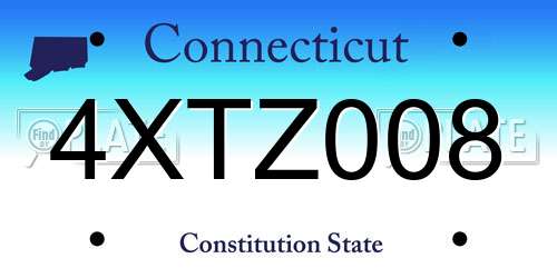 4XTZ008 Connecticut License Plate