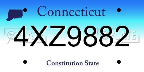 4XZ9882 Connecticut License Plate