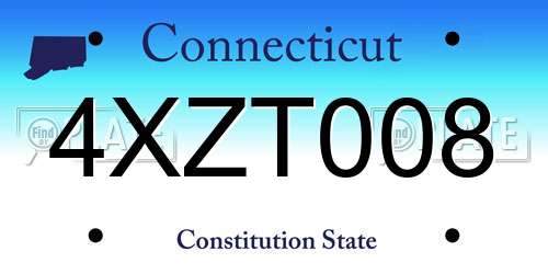 4XZT008 Connecticut License Plate